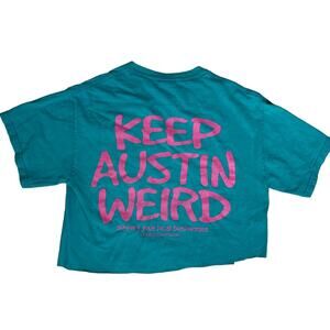 Keep Austin Weird Tyler’s Austin Texas Crop Tee Shirt Teal Pink Small